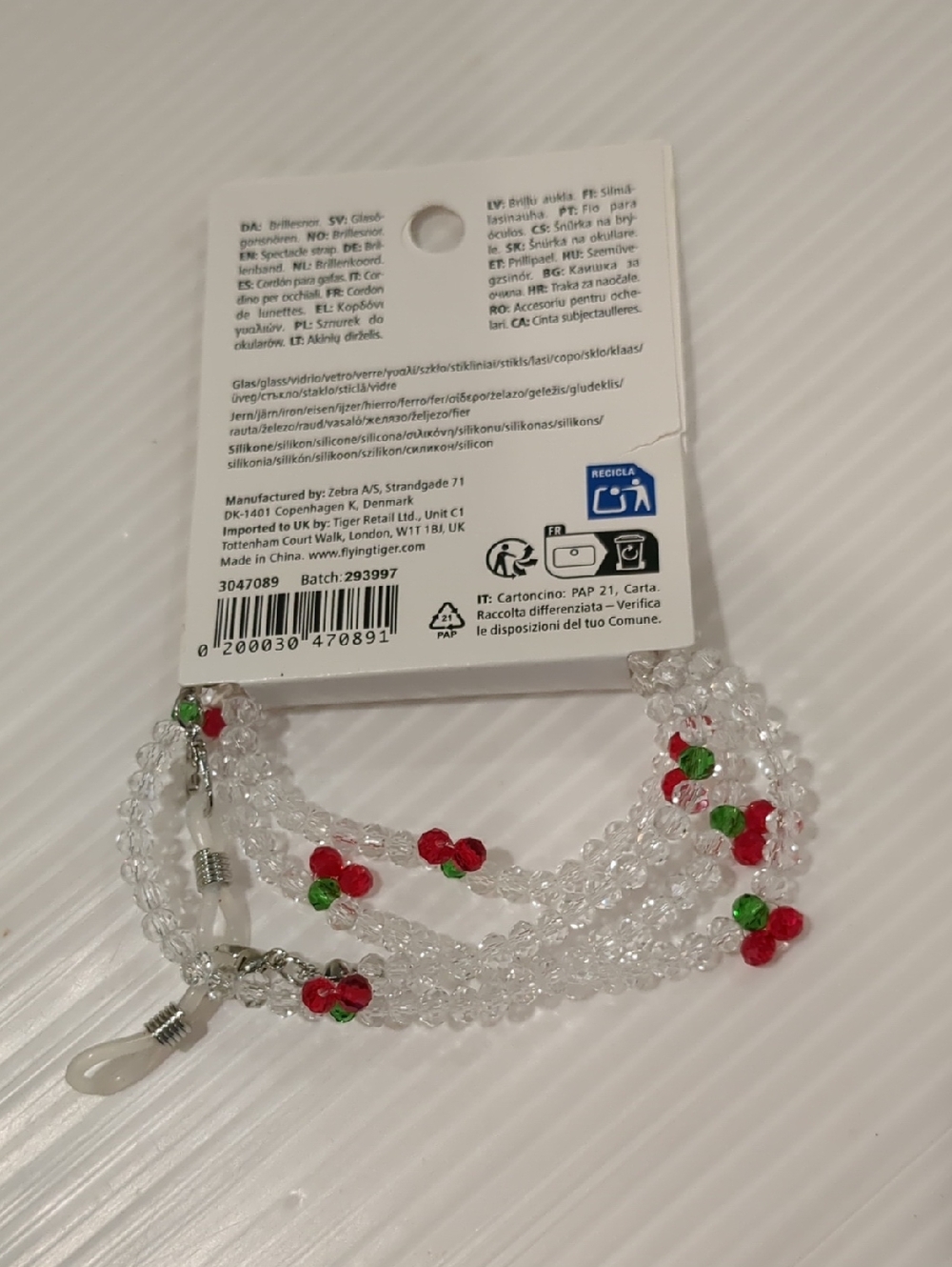 Spectacle Strap with Cherry Rhinestone Accents - Picture 3 of 5